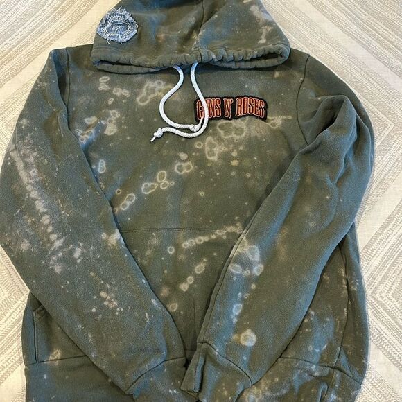 Luxe & Hazel Tops - Custom Women’s (or Unisex) Bleached Guns N’ Roses Hooded Sweatshirt - Size S